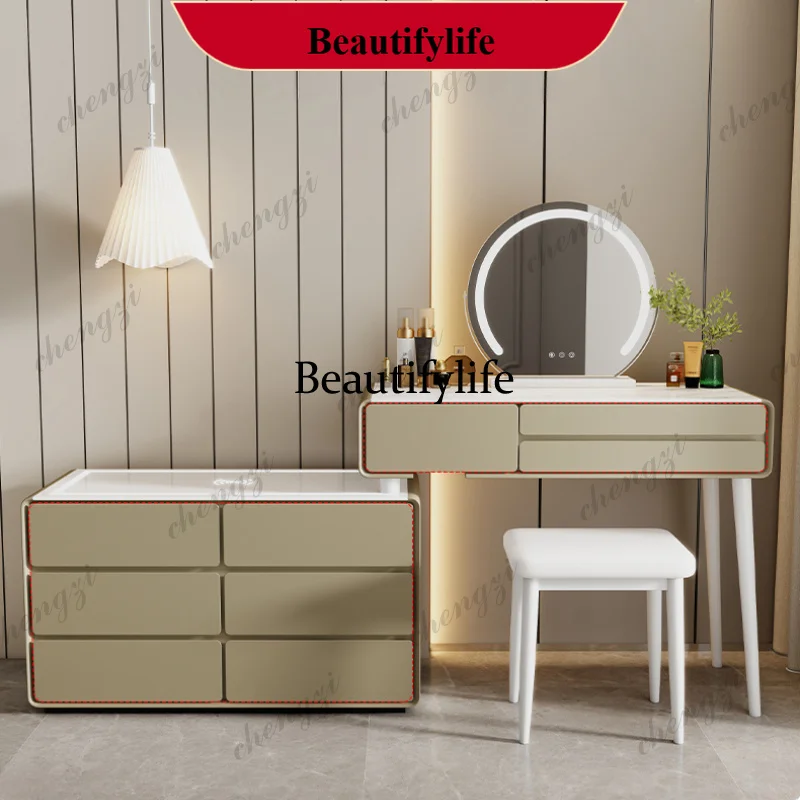 N178 Luxury White Wooden Dresser Mirror Set Drawer Girls Makeup Dressers Storage Organizer Coiffeuse Chambre