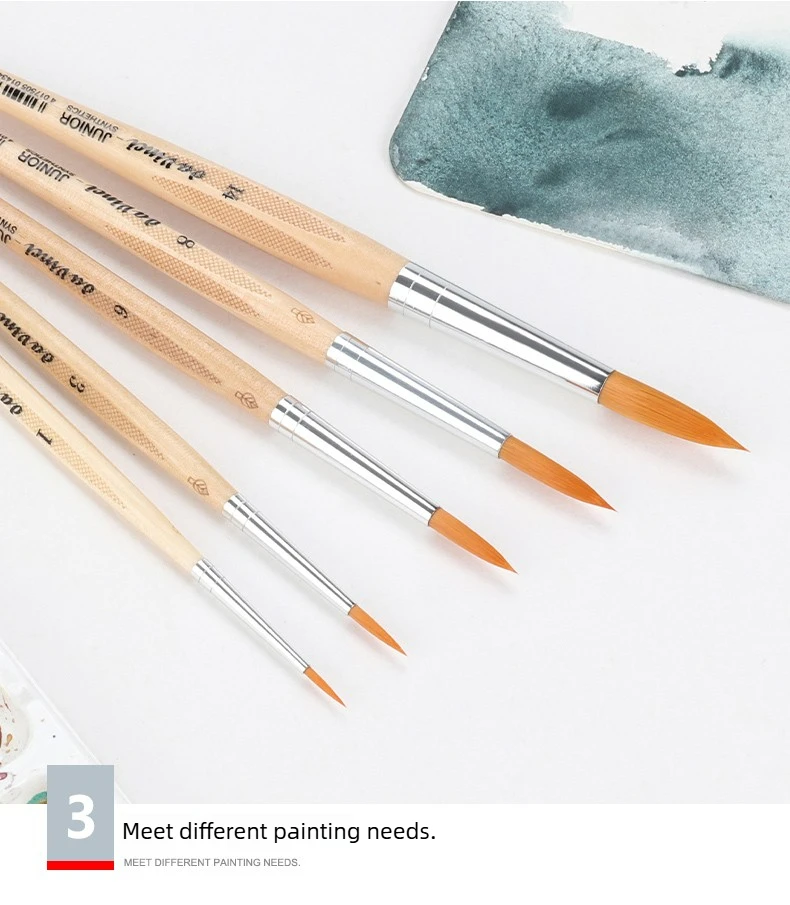 Deutscher Da Vinci Student Series 303 Junior-Pinsel, rund, elastisch, synthetisch, mit lackiertem, nicht rollendem Griff für Aquarelle – Detail 7
