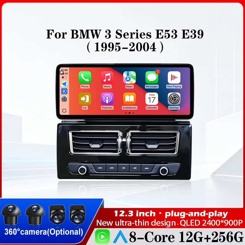 12.3 inch For BMW 3 Series E53 E39 1995-2004 Android 16 Car Radio Carplay Auto Navigation Multimedia Video Player tools BT 4G