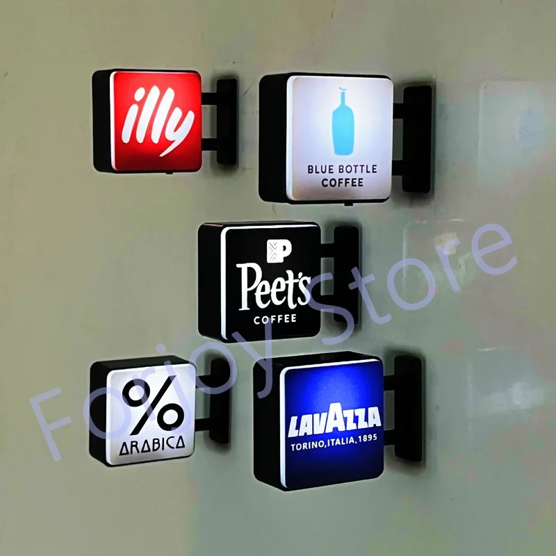 العالم الكلاسيكي القهوة شعار ضوء علامة مغناطيس الثلاجة الإيطالية أرابيكا لافاتزا الأزرق زجاجة النعناع القهوة ديكورات المنزل هدية