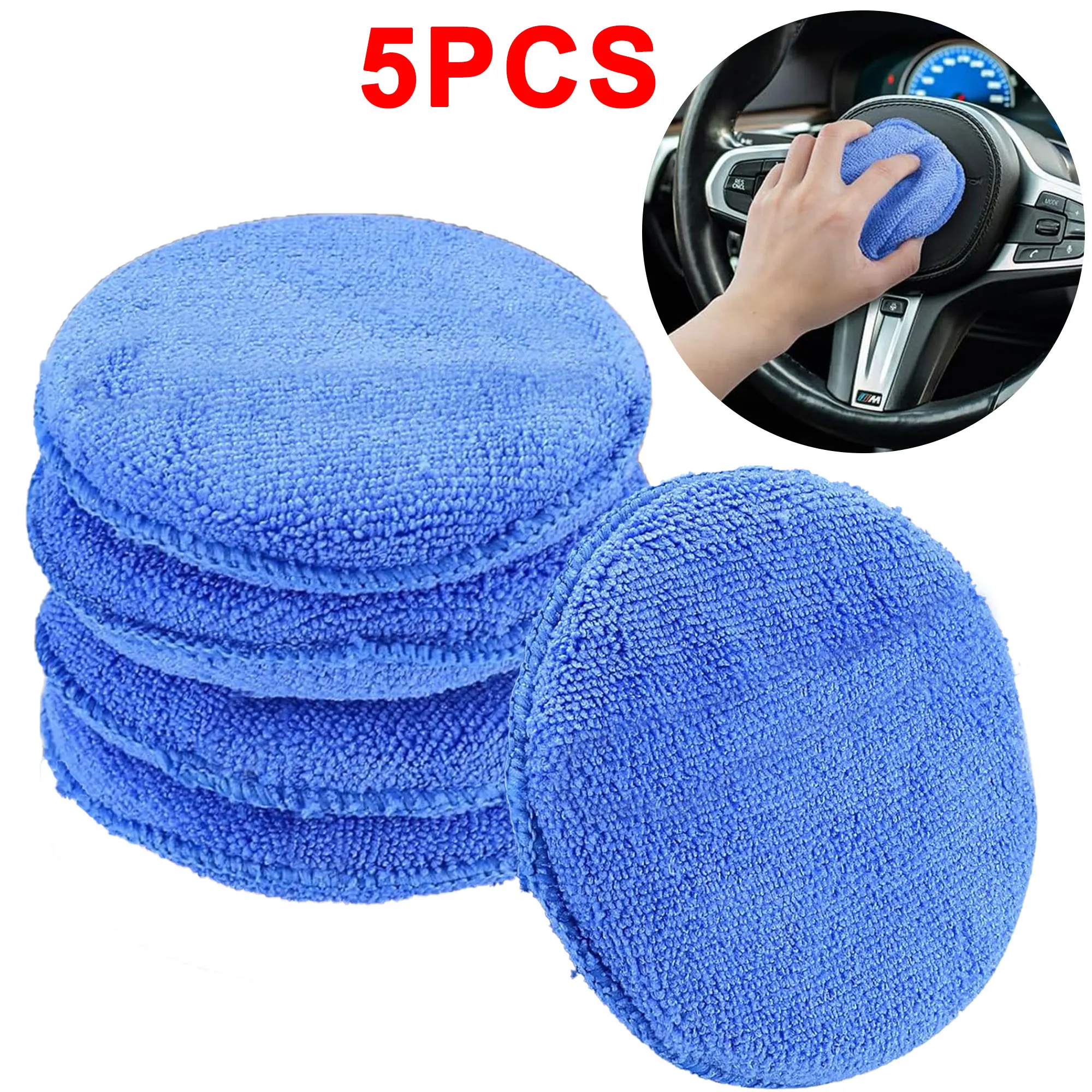 

5Pcs Car Polishing Waxing Sponges Pad 5 Inch Microfiber Round Motorcycle Auto Wax Applicator Polish Foam Sponges Cleaning Tools