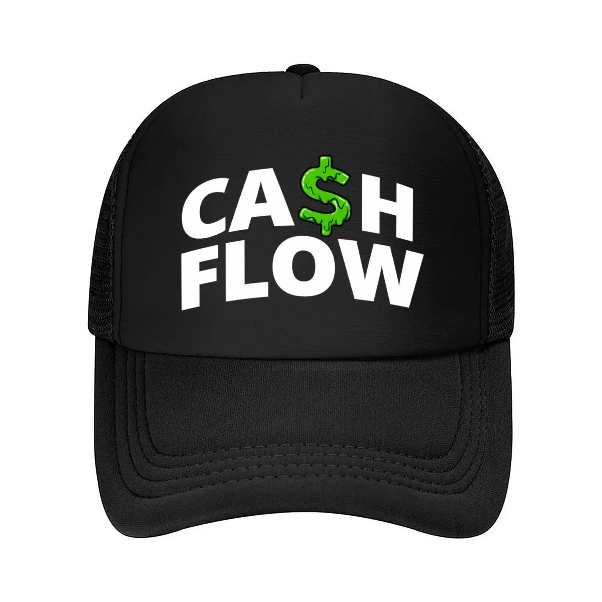 Cash Flow Green Dollar Sign Graphic Mesh Baseball Cap Hip Hop