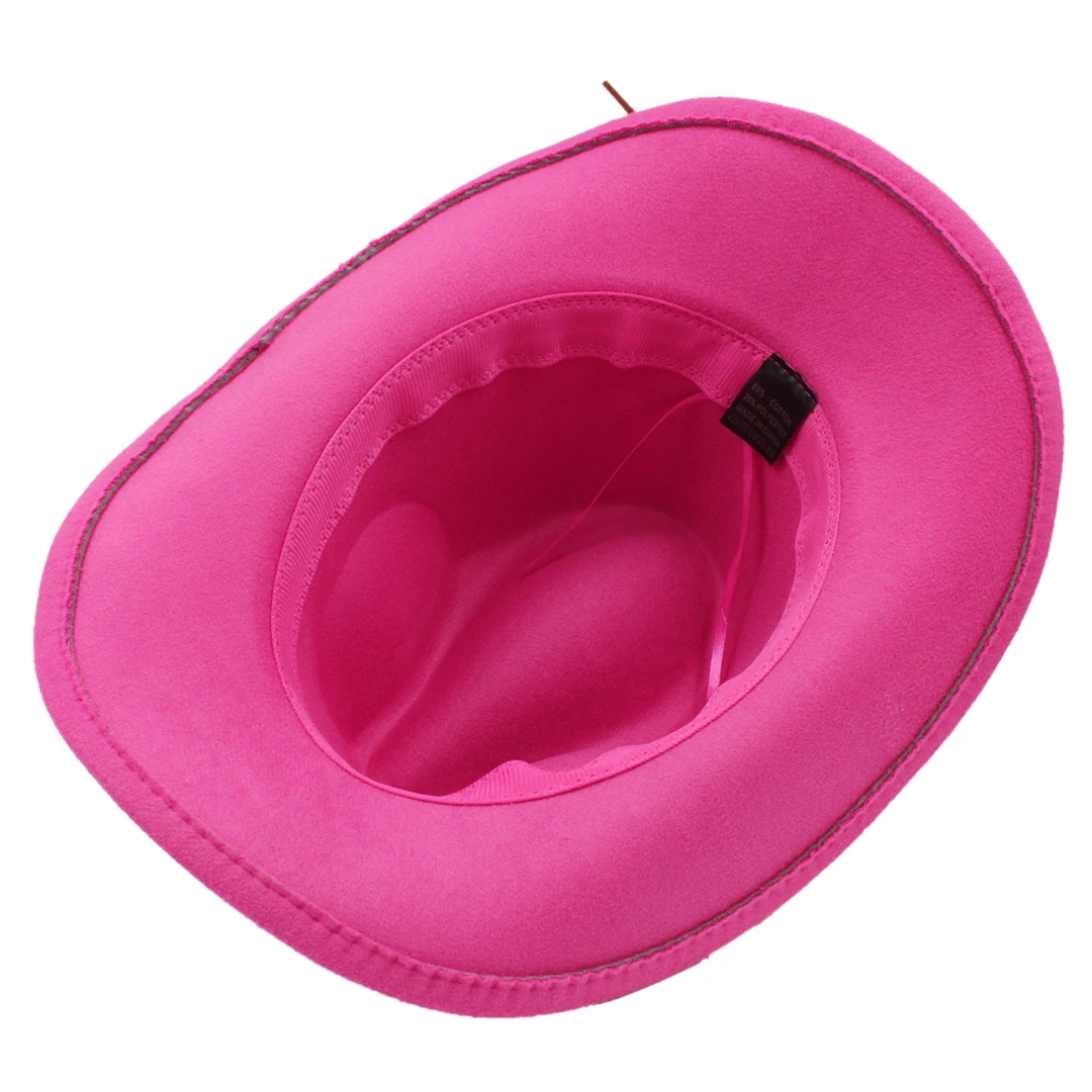 Kids Western Cowboy Hat Girls Cowgirl Cap Boys Fedoras with Flower Studded Leather Belt for Halloween Birthday Party Accessories view 3