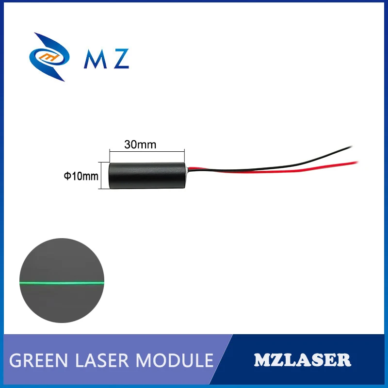Green Line Laser Diode Module D10x30mm 520nm 0.5mW 1mW 5mW 10mW 3V Glass Lens 1mm at 1M For Industrial Woodworking Positioning