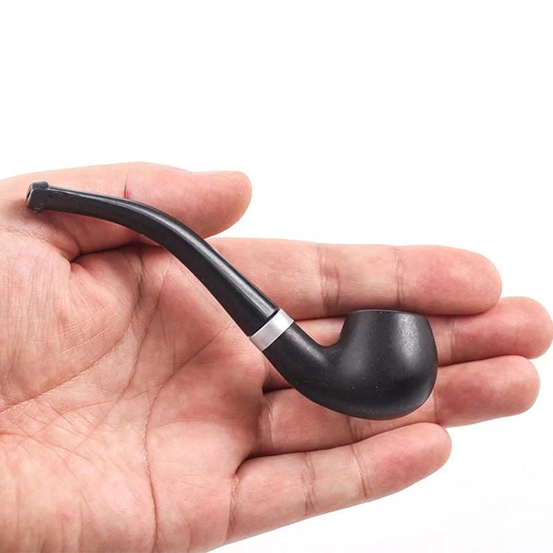 Portable Resin Wood Tobacco Pipe Micropore Metal Filter Bent Pipe Clean Filter Reusable Mouthpiece Cigarette Holder Smoking Pipe