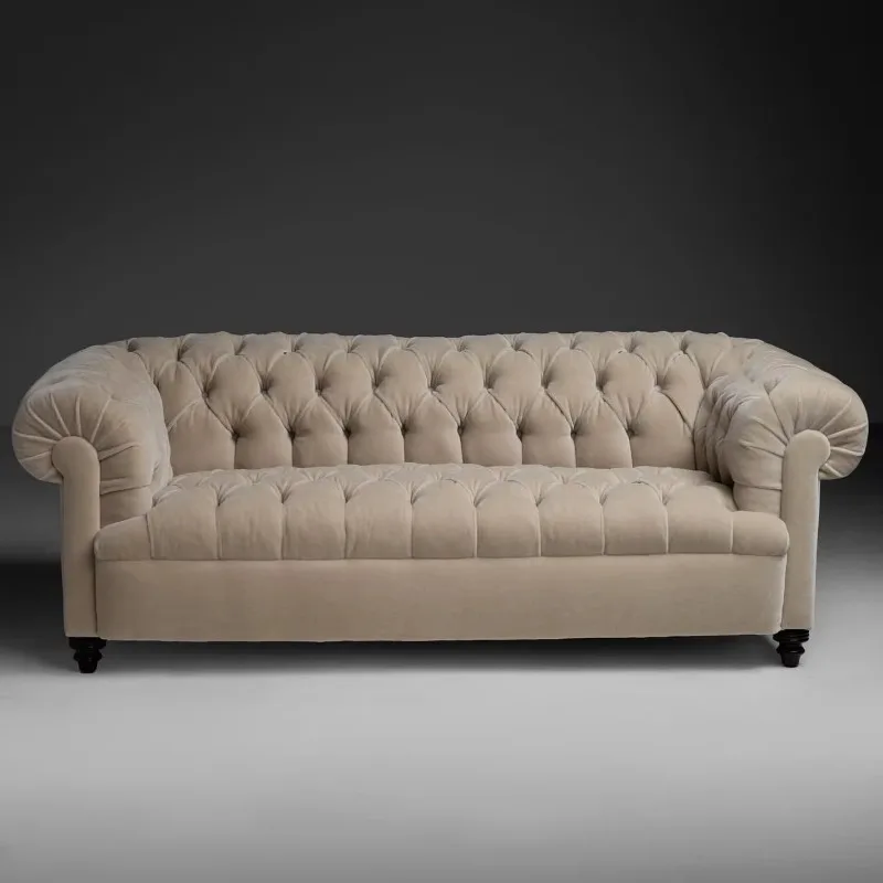 American rural pastoral design, pull-up personalized three-seater fabric sofa