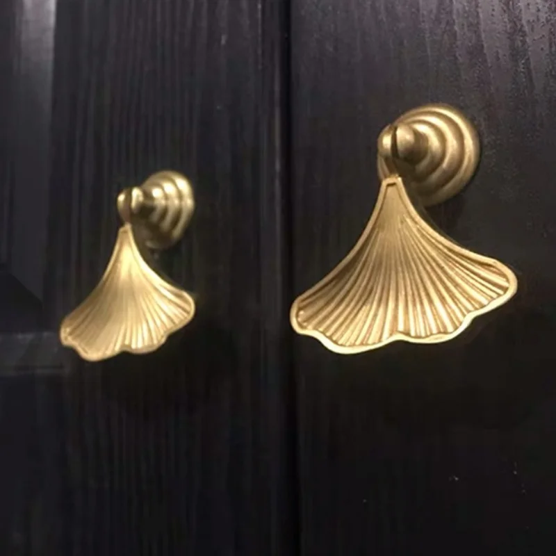 Creative Ginkgo Leaf Furniture Handles Golden Zinc Alloy Cabinet Drawer Handles Wardrobe Door Pulls Home Decoration Hardware
