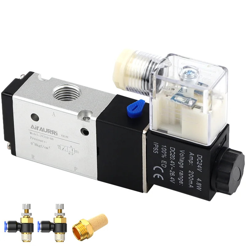 

Three way 2-position 3V210-08 pneumatic air solenoid valve DC12V DC24V AC110V AC220 electrically controlled gas solenoid valve