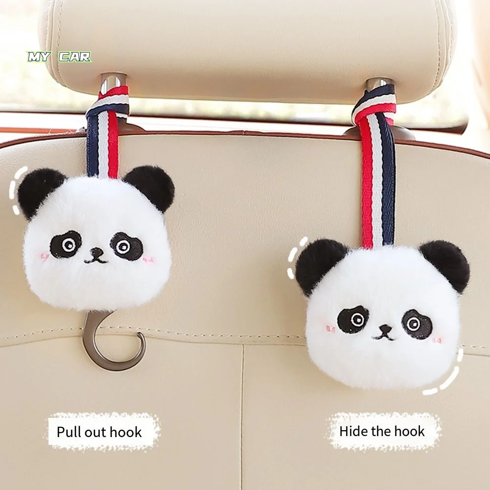Pluszowy wzór pandy Hak na oparcie fotela samochodowego Uniwersalny ukryty hak na zagłówek fotela samochodowego Wielofunkcyjny, trwały hak samochodowy z kreskówek