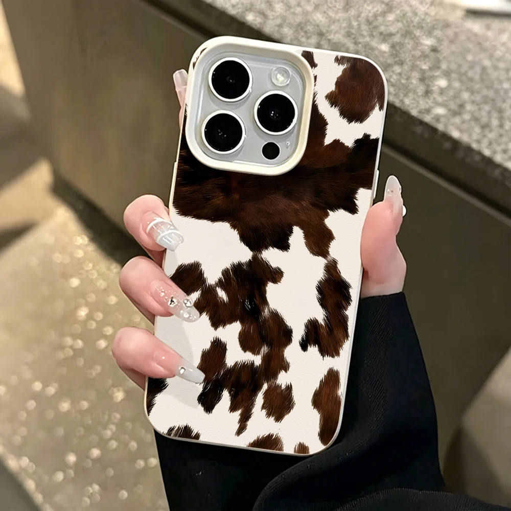 Phone Cases Brown - Brown Hair Shockproof Lychee Pattern Luxury