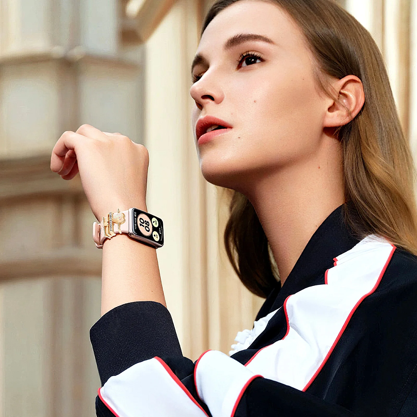 

4Pcs Wristband Decorative Ring Silicone Watch Band Compatible Zinc Alloy Charm Bright Color Strap Accessories Watch Band Charm