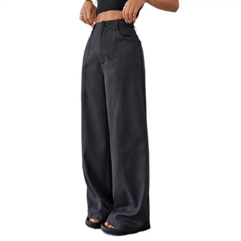 Frauen Sommer Lose Breite Bein Anzug Casual Hosen Drapieren High-End-Schlankheits Neun-Punkt-Hose Dünne Gerade Hosen