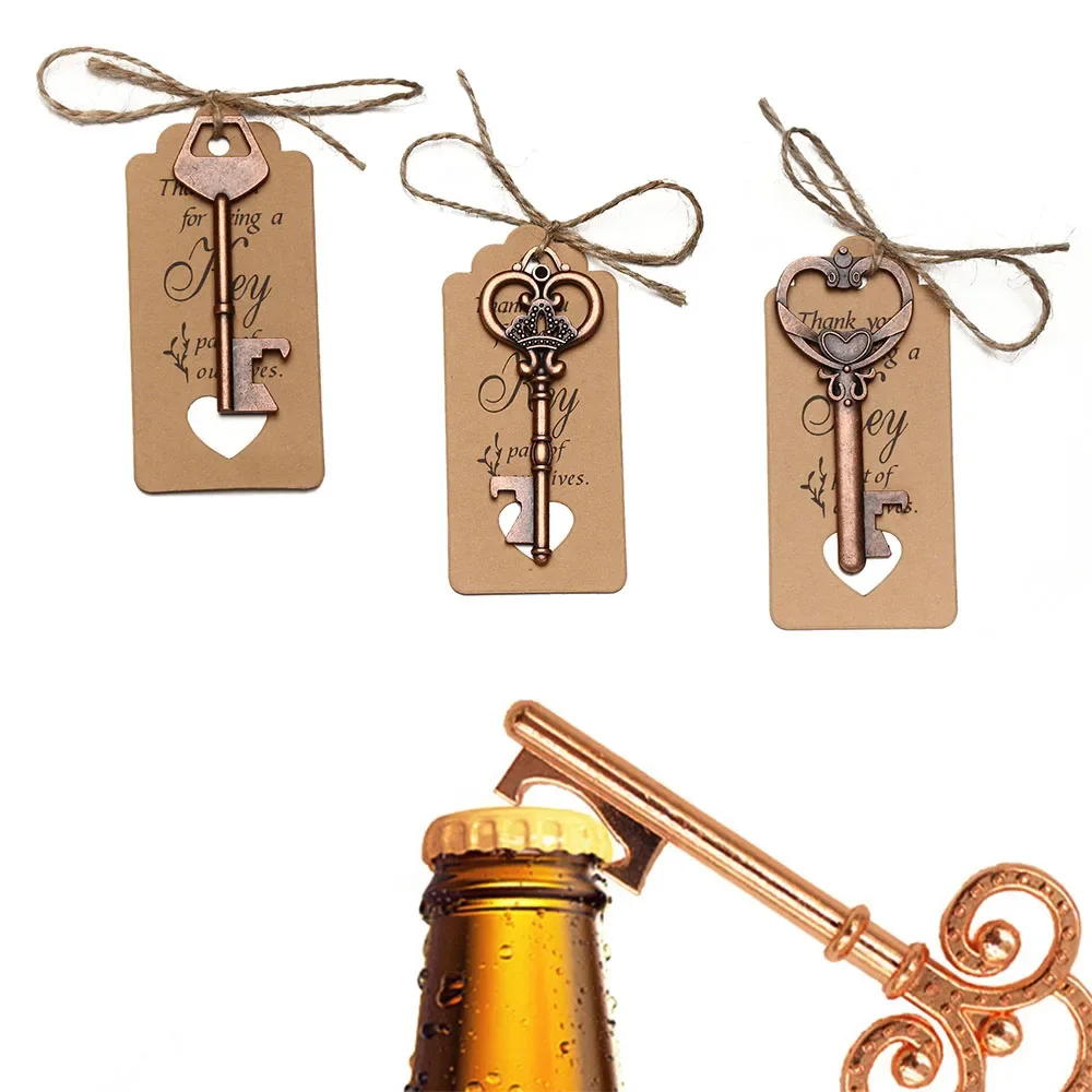 Key Shaped Bottle Opener Keychain Shaped Vintage Copper Silver Color Key Ring Beer Bottle Opener Kitchen Tool Accessories