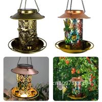 Solar Energy Bird Feeder Waterproof Solar Light Wild Hanging Decoration for Garden Tray Metal Lantern Solar Tree Outdoors Bronze