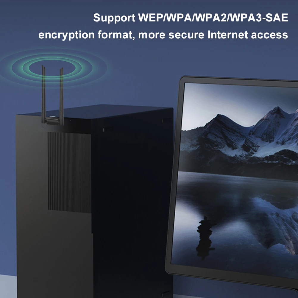 BT5.4 WiFi 6 LAN 카드 듀얼 밴드 2.4G & 5G 외장 네트워크 수신기 송신기 900Mbps 2In1 USB WiFi 어댑터 (가정 및 사무실용)