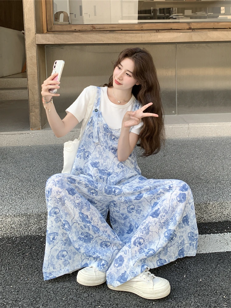 

Floral Print Wide Leg Pants Women's Summer 2025 New Sle Loose Fit High Waist Long Pants Thin Fabric Online Exclusive