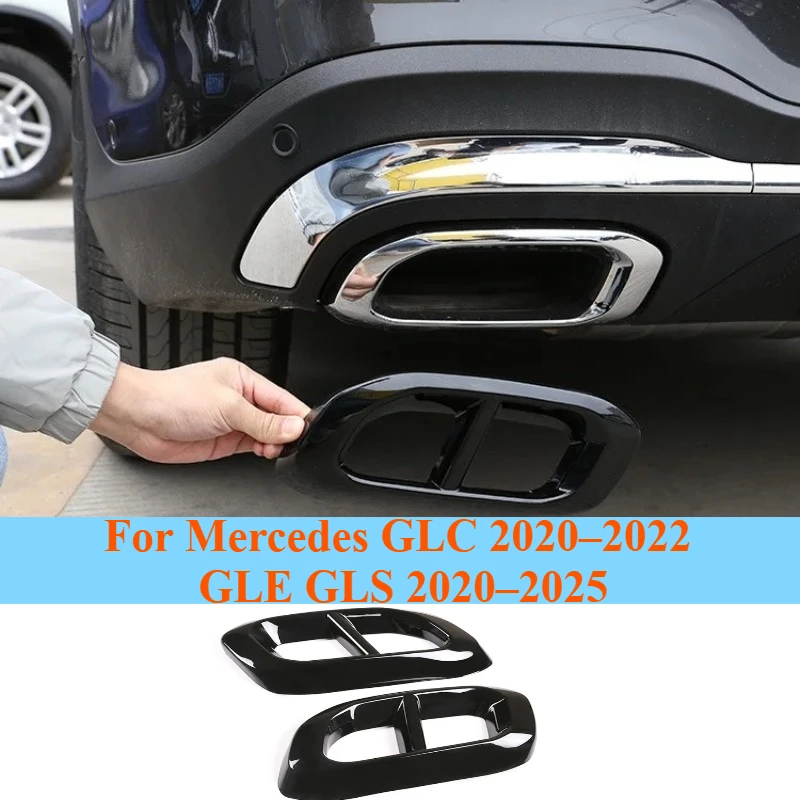 

For Mercedes GLC 2020–2022 GLE GLS 2020–2025 Quad Exhaust Tail Pipe Trim Cover Rear Muffler Tip Frame Modification Accessories