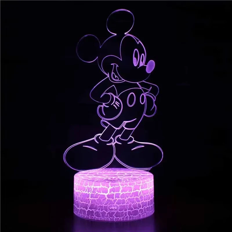 Disney Mickey Minnie LED Lamp Cartoon Figures Miniso Night Light Table Lamps USB Sleep Neon Lights Home Decor Kids Birthday Gift