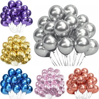 10/20/30pcs 12/10/5inch Metallic Silver Balloons Chrome Gold Metal Purple Balloon Baby…