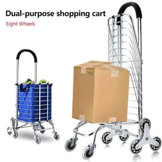 4 Wheel Silent Morning Market Shopping Cart Iron Fence Large Capacity Trolley