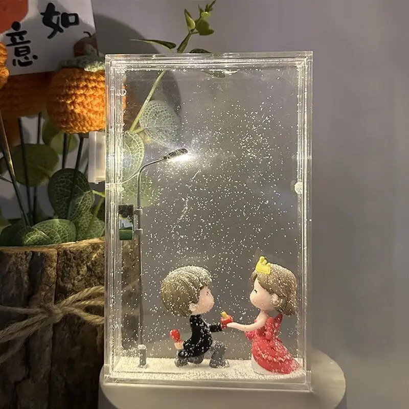 Handmade DIY Snowy Night Flowing Small Night Light Street Light Snow Simulation Kids Toy Doll Christmas Gift 2024 Xmas Navidad