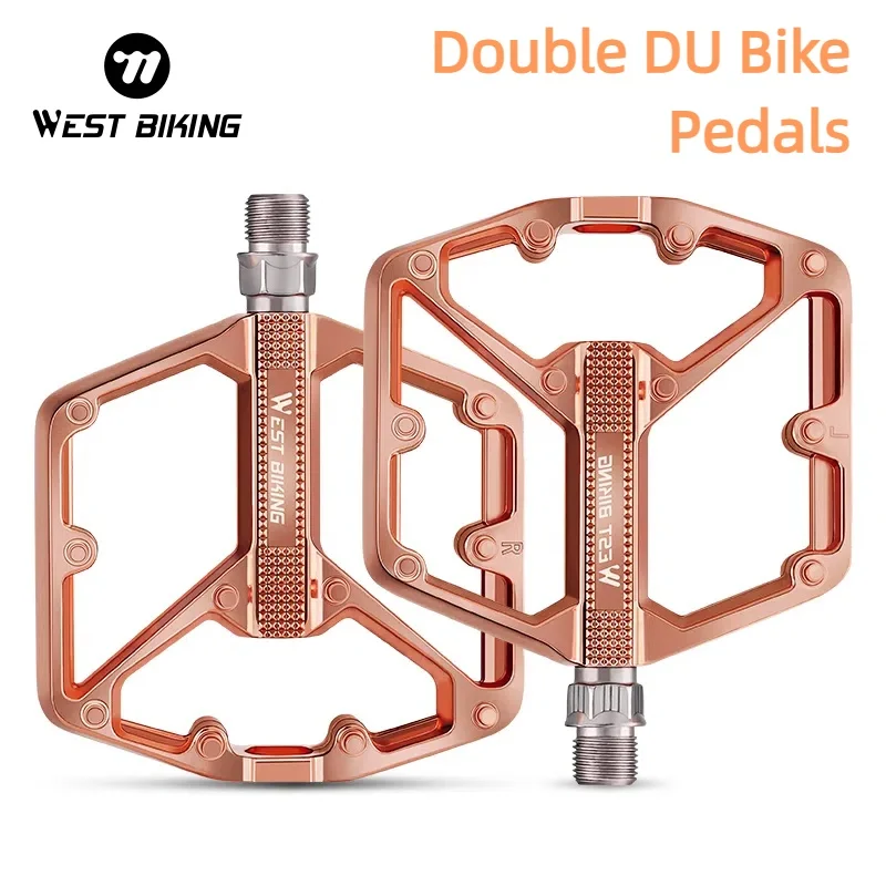 

WEST BIKING Double DU Aluminum Alloy Bicycle Pedals Lightweight Anti-Slip Widened MTB Road Bike Pedal Universal Cycling Pedals