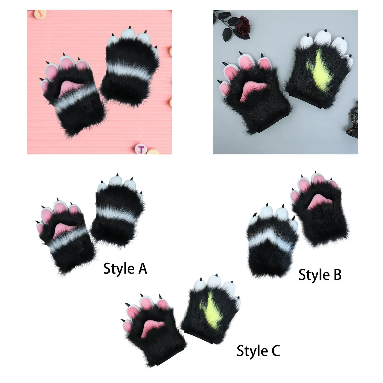 Katze Pfoten Handschuhe Tier klaue verkleiden Mädchen Cosplay Kostüm Zubehör Tier Krallen für Club Party Festival Rollenspiel Halloween