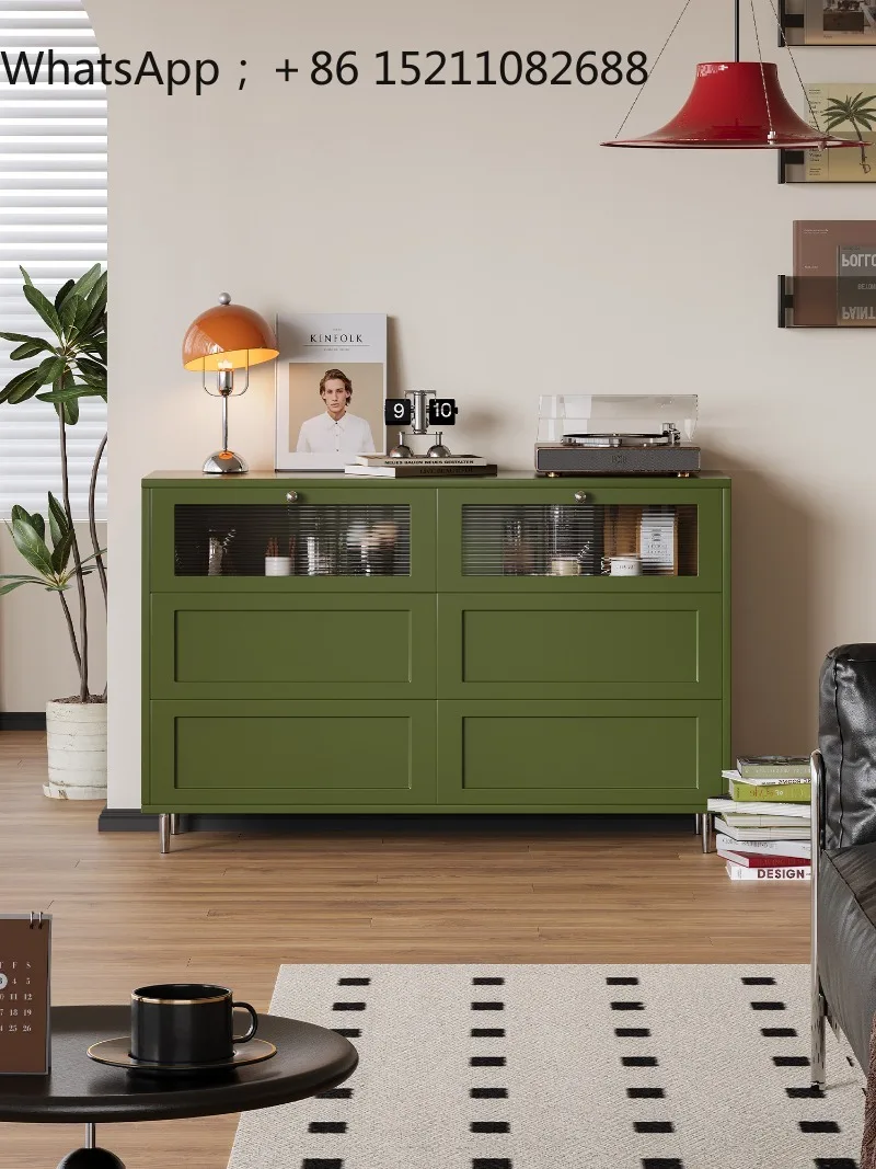 SCY Cream Drawer Cabinet Bedroom Storage Cabinet Living Room Wall Locker Simple Six Drawer Cabinet