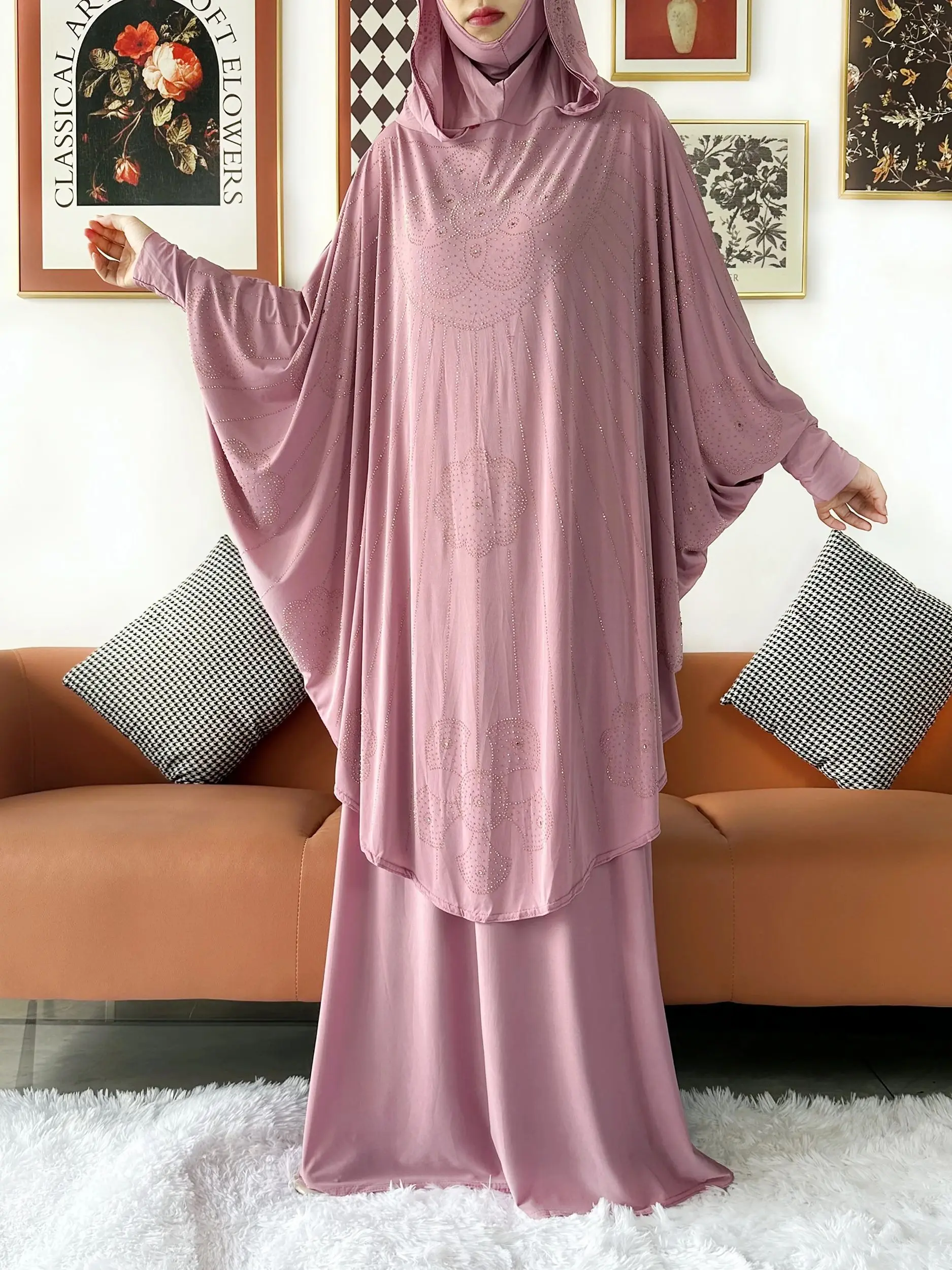 Zweiteiliges Set Jilbab Gebets kleidung muslimische Abaya Set Frauen Gebet Kleidungs stück Kleid Hijab lange Khimar Rock Sets islamische Ramadan