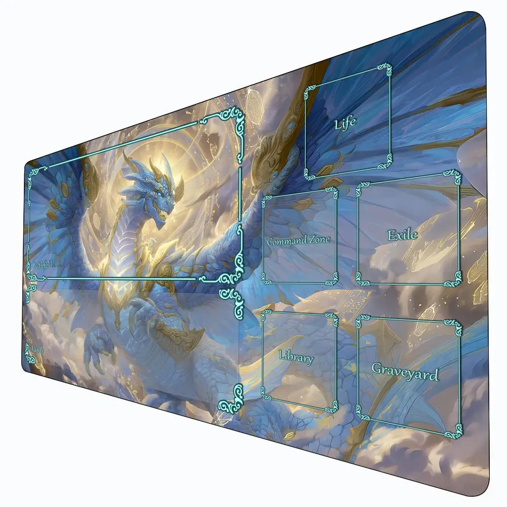 الخيال الأبيض التنين تصميم MTG Playmat ماجيك بطاقة معركة حصيرة عدم الانزلاق دائم 35X60CM قائد Playmat tapete ماجيك mtg