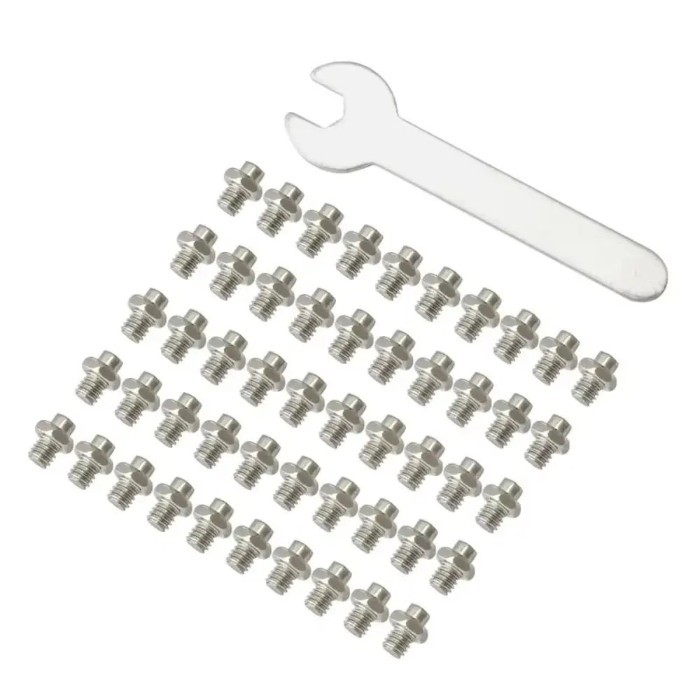 50Pcs M4 Bicycle Pedal Screw with Wrench Stainless Steel Bicycle Pedal Studs Anti-Slip Vacuum Coating Bicycle Accessories