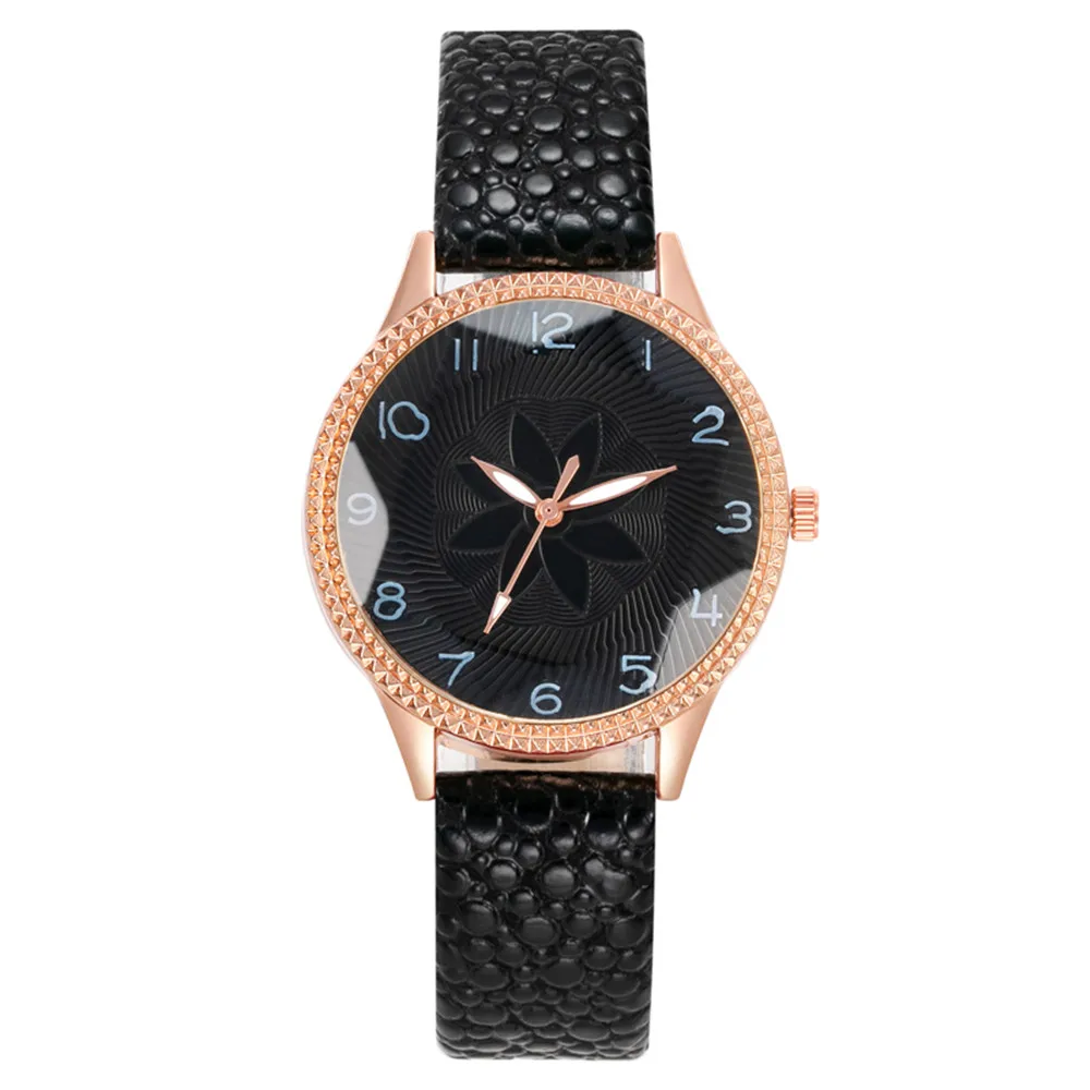 Mujeres 2023 Nueva Marca Simple Flores Retro Puntero Diseño Relojes de cuarzo Moda Cuero Marrón Señora Regalo Reloj Relojes de pulsera