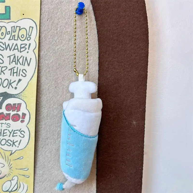 

1/2 piece Amusing Cartoon Blue Small Syringe Stuffed Doll, Plush Toy Keychain, Creative Backpack Pendant, Bag Ornament Gift