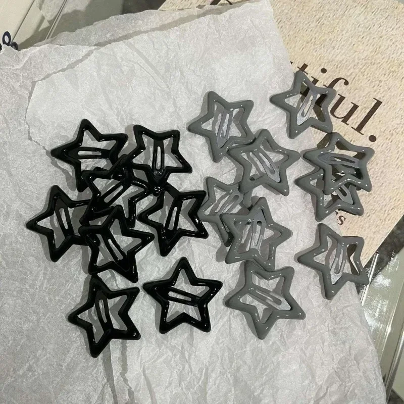 Y2k preto estrela grampos de cabelo headwear para meninas filigrana estrela metal snap clip grampos presilhas jóias de cabelo níquel livre grampo