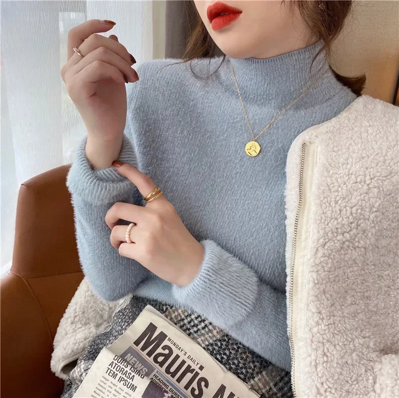 Autumn Winter Thick Sweater Women Knitted Ribbed Pullover Sweater Long Sleeve Turtleneck Slim Jumper Soft Warm Pull Femme 2024