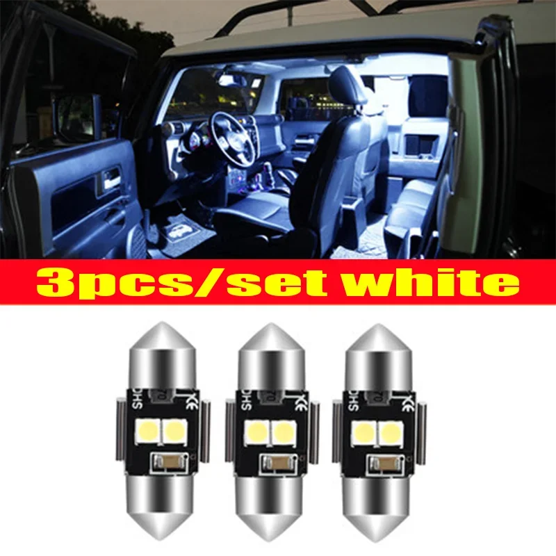 For Toyota FJ Cruiser 2007-2020 3pcs Ice Blue white  LED Bulbs For Car Interior lights Reading light