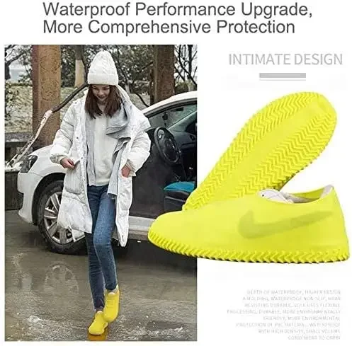 Cubiertas impermeables para zapatos, cubrezapatos antideslizantes resistentes al agua, protectores de cubrezapatos de lluvia de goma de silicona para niños, hombres y mujeres