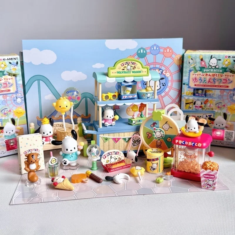 

New Rement Sanrio Pochacco Amusement Park Wagon Series Miniature Scene Collection Simulation Model Toy Girl Christmas Gifts