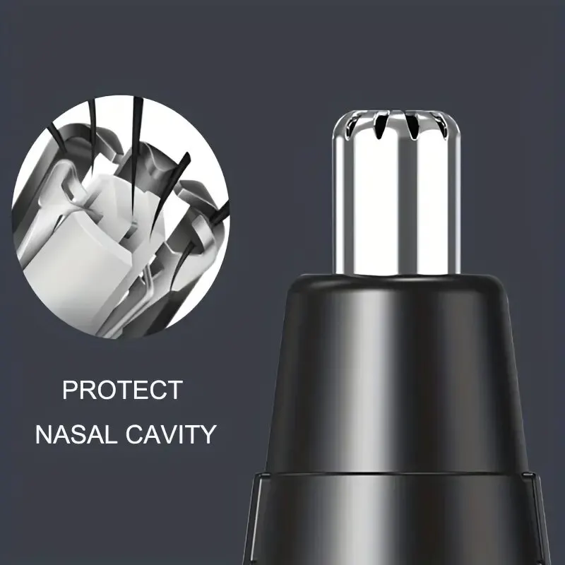 Электрический триммер для носа и ушей, синий/ черный