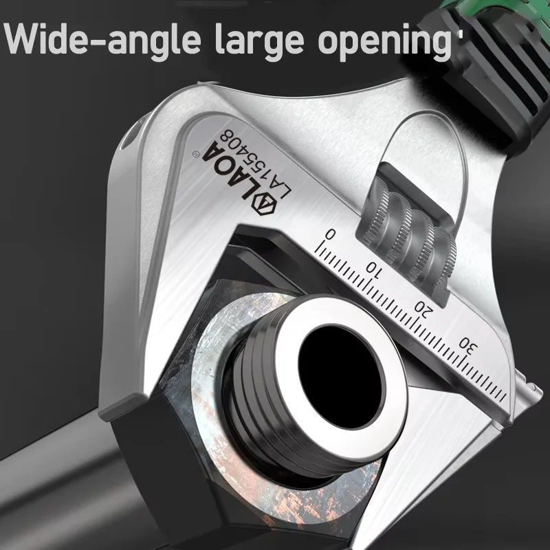 LAOA Short Handle Adjustable Wrench Lightweight Thin Pointed Jaw Large Opening 6
