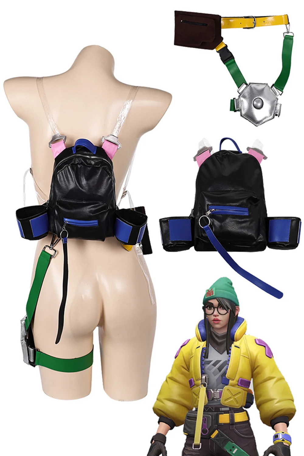 

Killjoy Cosplay Women Waistbag Backpack Game Valorant Roleplay Fantasia Costume Accessories Halloween Carnival Disguise Belt Bag