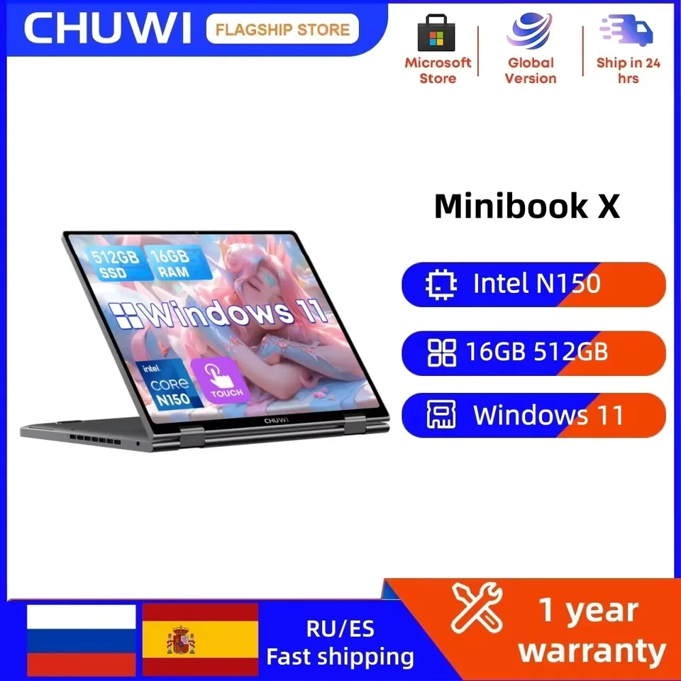 CHUWI MiniBook X Intel N150 2-in-1 Tablet Laptop 16GB LPDDR5 512G