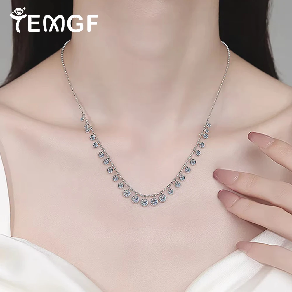 

Ожерелье-капля TEMGF с муассанитом для женщин, серебряные бусины S925, пузырьковая цепочка, сертифицированная для свадебной вечеринки, роскошные ювелирные изделия на шею