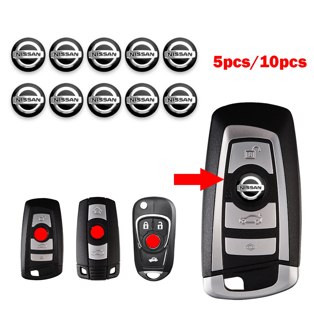 5/10pcs 14mm Car Remote Key Fob Emblem Badge Radio button Sticker Replacement For Nissan GTR X-trail Qashqai Note Juke Patrol