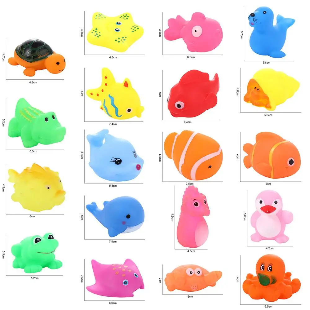 Morbido suono carino Squeaky Squeeze Animali colorati Nuoto Giochi d'acqua Giocattoli da bagnetto per bambini Galleggiante Doccia Giocattoli da bagno