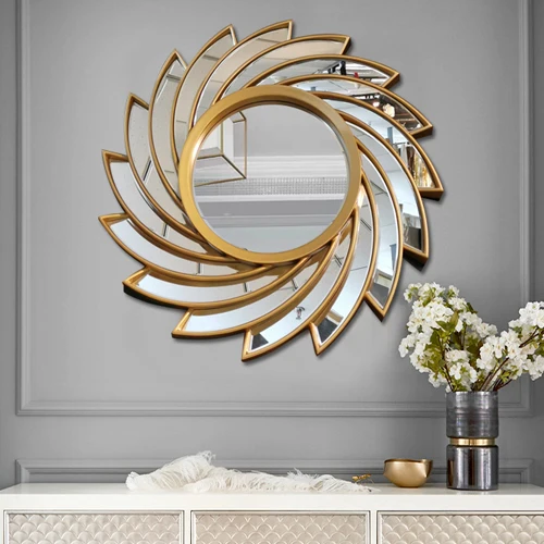 American light luxury living room porch dining room decoration wall hanging mirror exhibition hall background wall furnace glass