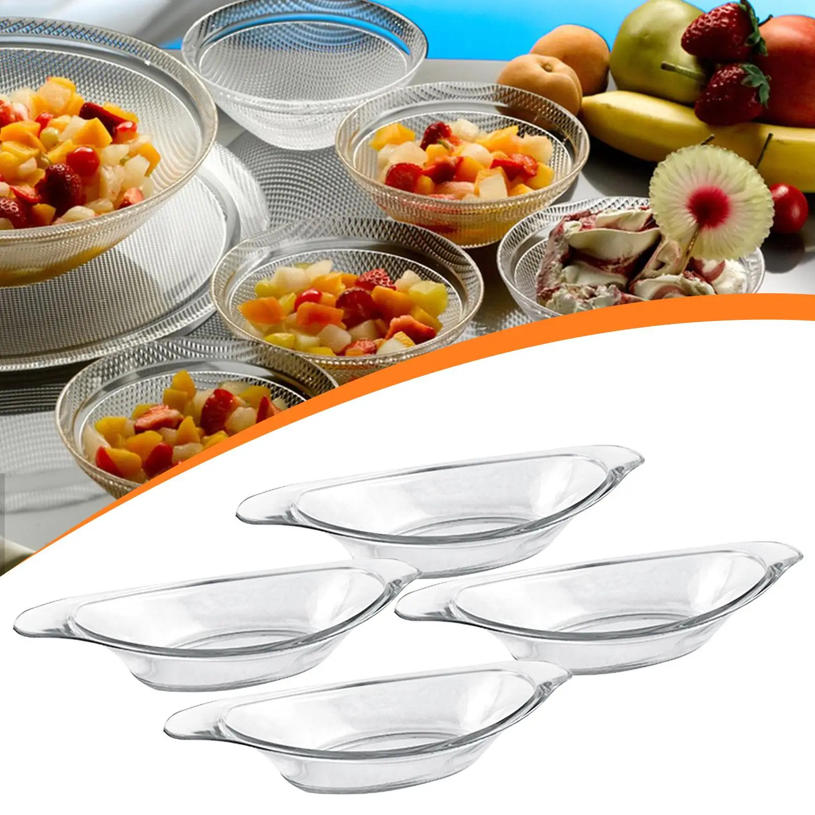 4x Banana Split Bowls Serving Plates Serving Bowl Acrylic Versatile Ice Cream view 4