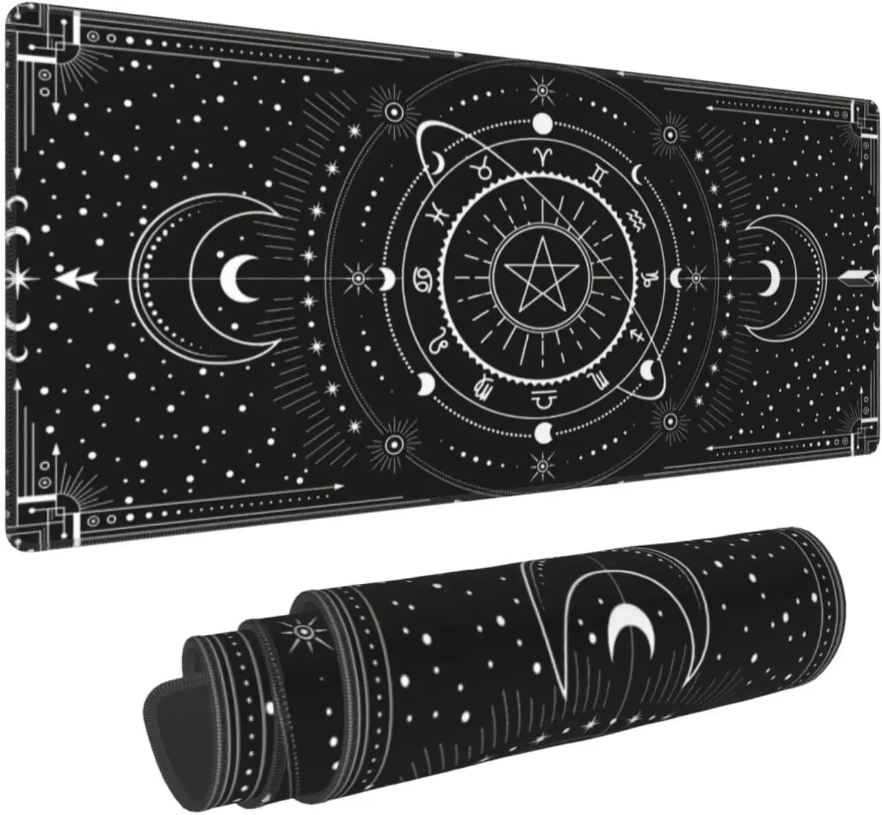 

Vintage Witch Sun Moon Constellation Non-Slip Rubber Mouse Pad with Stitched Edges Waterproof Mouse Mat for Office 31.5" x 11.8"
