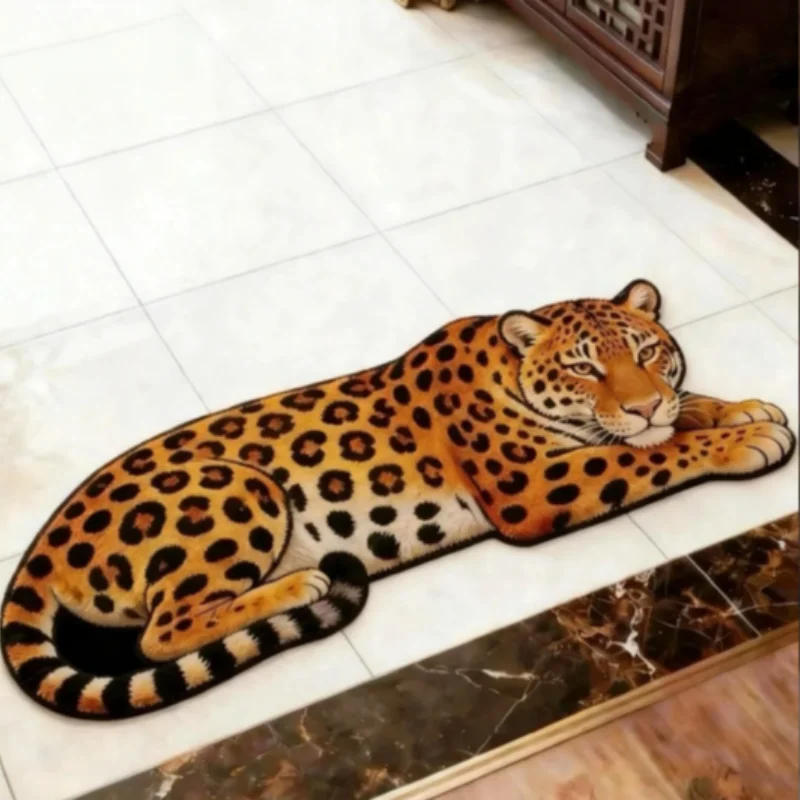 40x120CM Imitation Cashmere Carpet Soft Floor Mat Tiger Leopard Alien Pattern Versatile Mat for Bedroom Window Dust Control