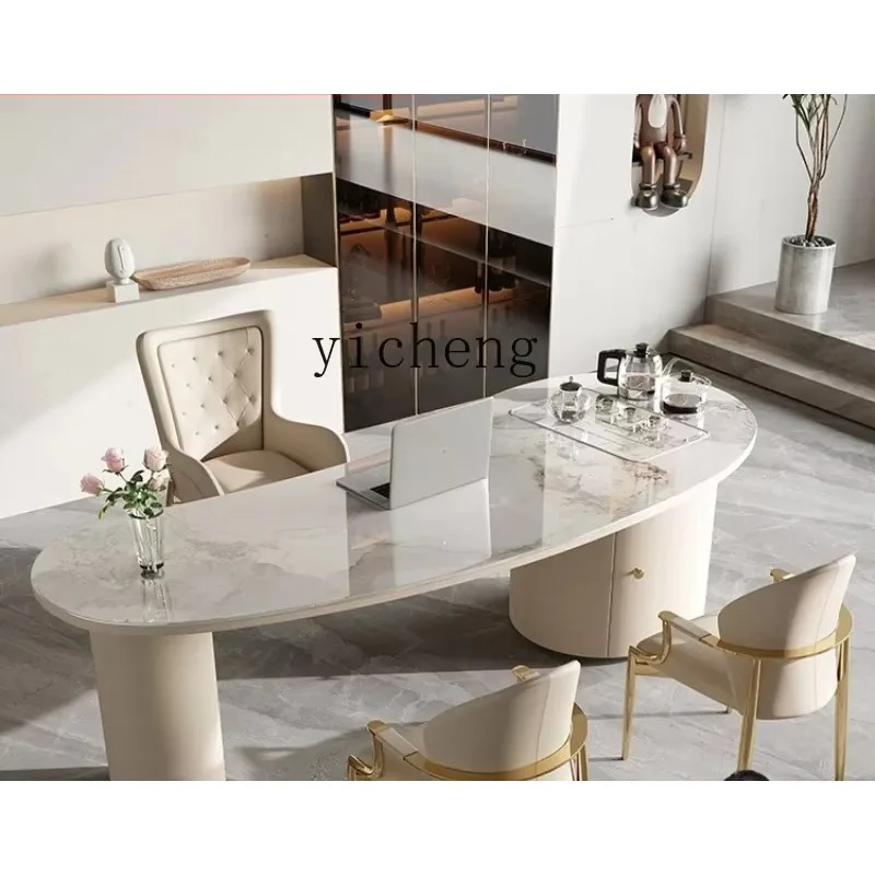 v29 light luxury rock slab tea table desk integrated dual-purpose modern high-end sense household kung fu tea table and chairs